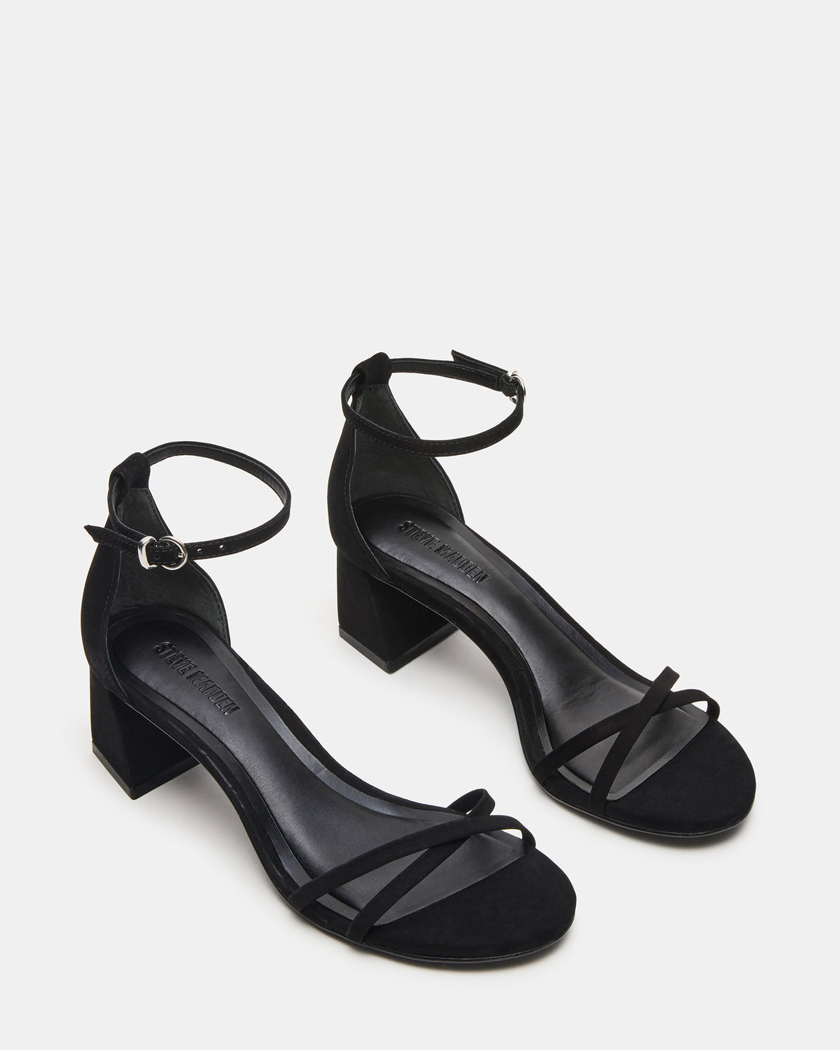 RAE Black Nubuck Strappy Block Heel Women's Sandal Steve Madden BLACK NUBUCK