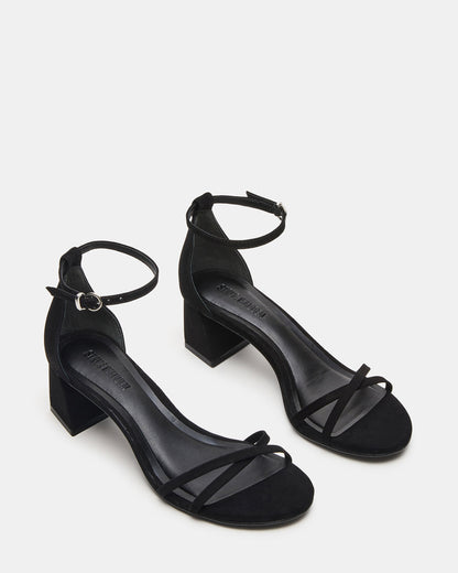 RAE Black Nubuck Strappy Block Heel Women's Sandal Steve Madden BLACK NUBUCK