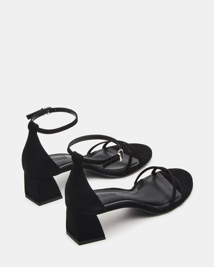RAE Black Nubuck Strappy Block Heel Women's Sandal Steve Madden BLACK NUBUCK