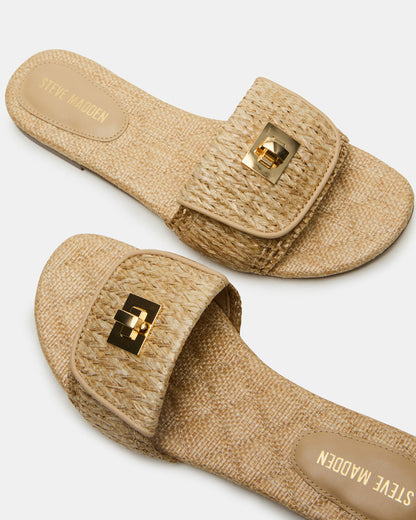 MORELAND Natural Raffia Slide Women's Sandal Steve Madden NATURAL RAFFIA
