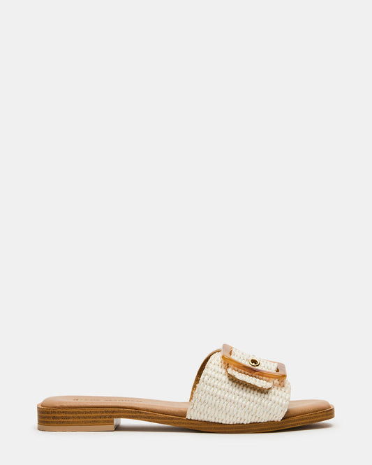 HAPP Bone Square-Toe Raffia Slide Women's Sandal