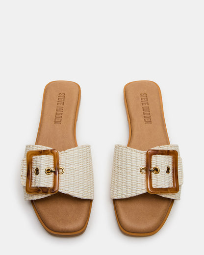 HAPP Bone Square-Toe Raffia Slide Women's Sandal Steve Madden BONE