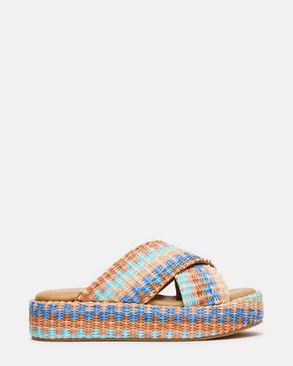 TULUM Raffia Multi Platform Flatform Women's Sandal Steve Madden RAFFIA MULTI