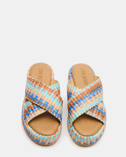 TULUM Raffia Multi Platform Flatform Women's Sandal Steve Madden RAFFIA MULTI