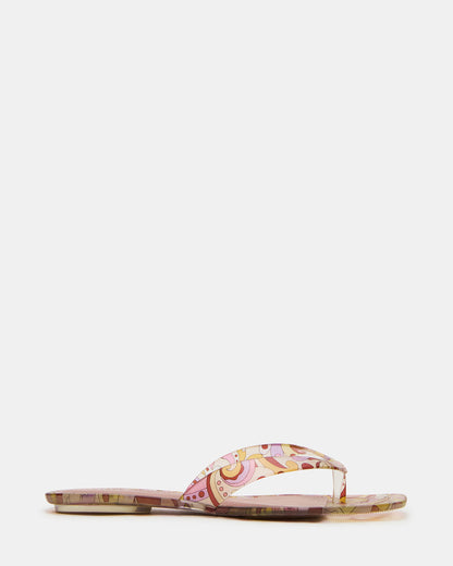 TRELLA Jelly Pink Print Square-Toe Thong Women's Sandal Steve Madden PINK PRINT