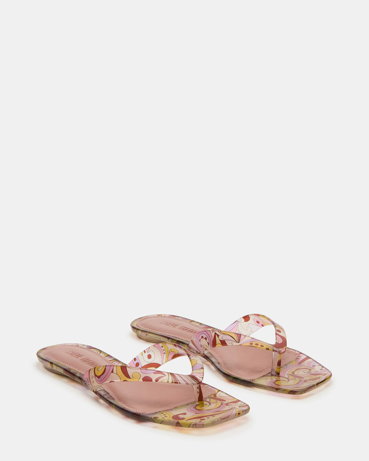 TRELLA Jelly Pink Print Square-Toe Thong Women's Sandal Steve Madden PINK PRINT