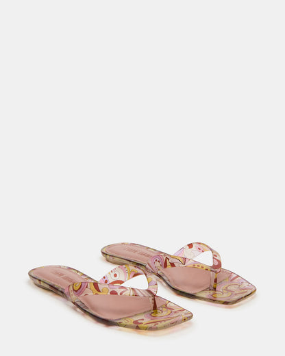 TRELLA Jelly Pink Print Square-Toe Thong Women's Sandal Steve Madden PINK PRINT