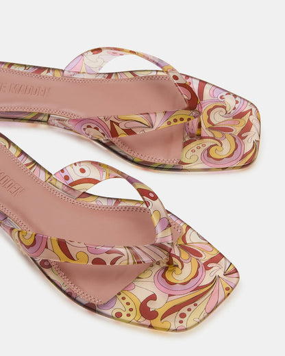TRELLA Jelly Pink Print Square-Toe Thong Women's Sandal Steve Madden PINK PRINT