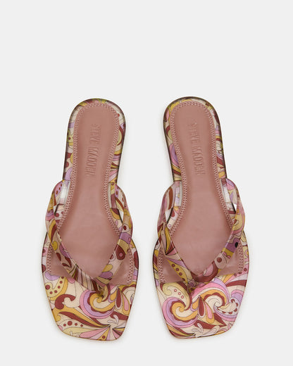 TRELLA Jelly Pink Print Square-Toe Thong Women's Sandal Steve Madden PINK PRINT