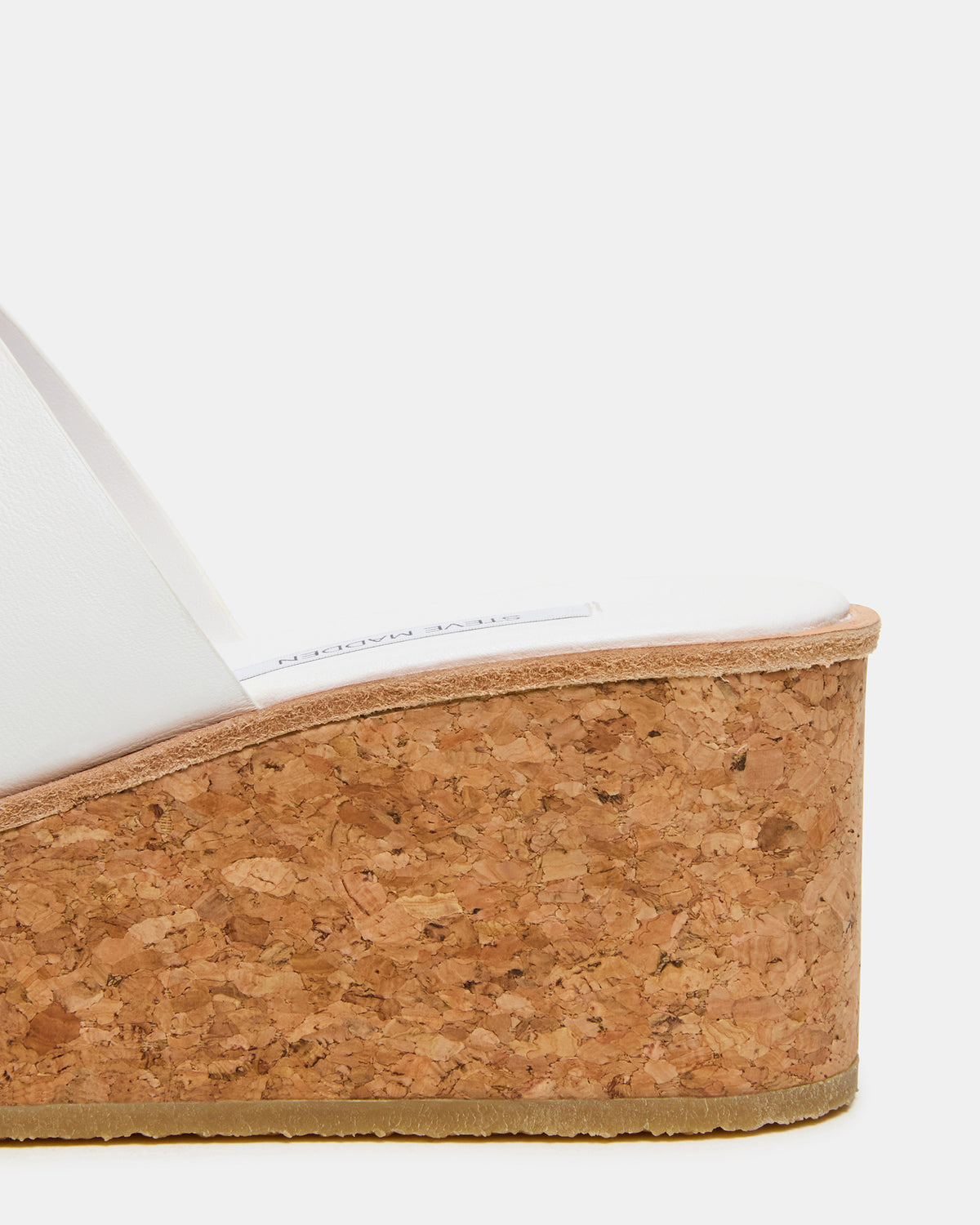 HARMONY White Leather Wedge Mule Cork Platform Women's Sandal Steve Madden WHITE LEATHER