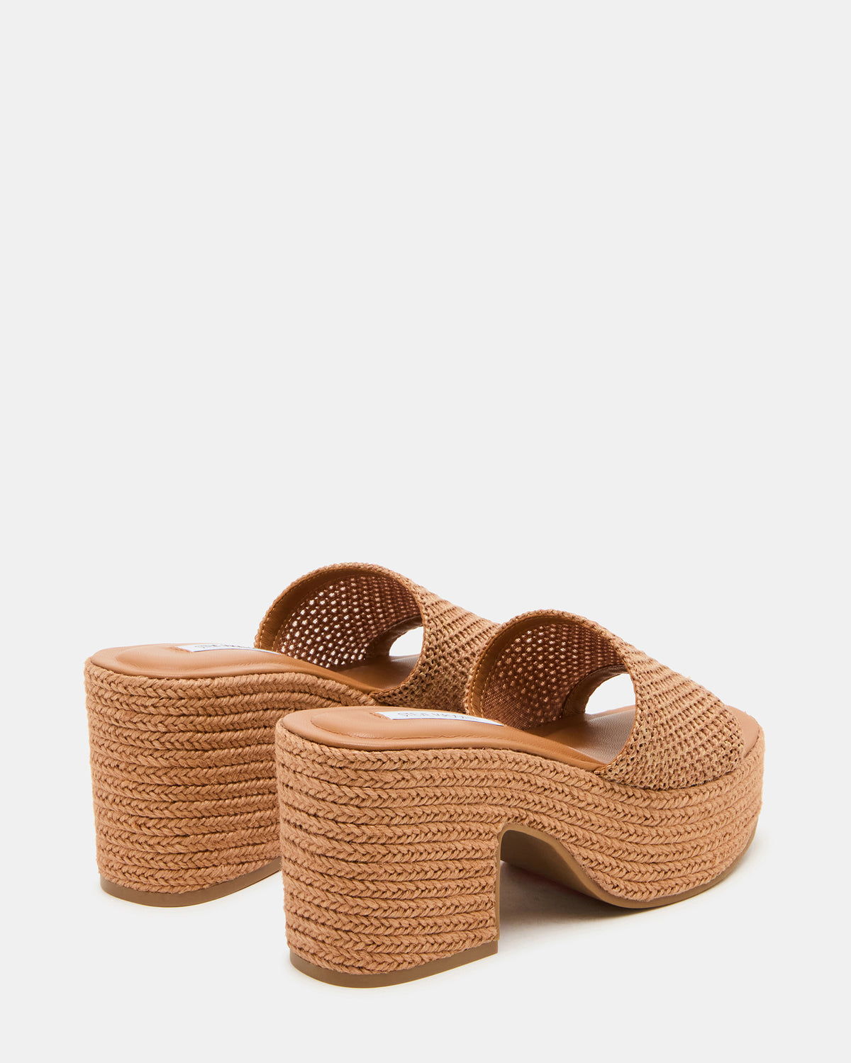 TRIPPY Cognac Raffia Platform Mule Women's Sandal Steve Madden COGNAC