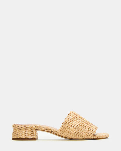 MONTGOMERY Raffia Square-Toe Slide Mule Women's Sandal Steve Madden RAFFIA