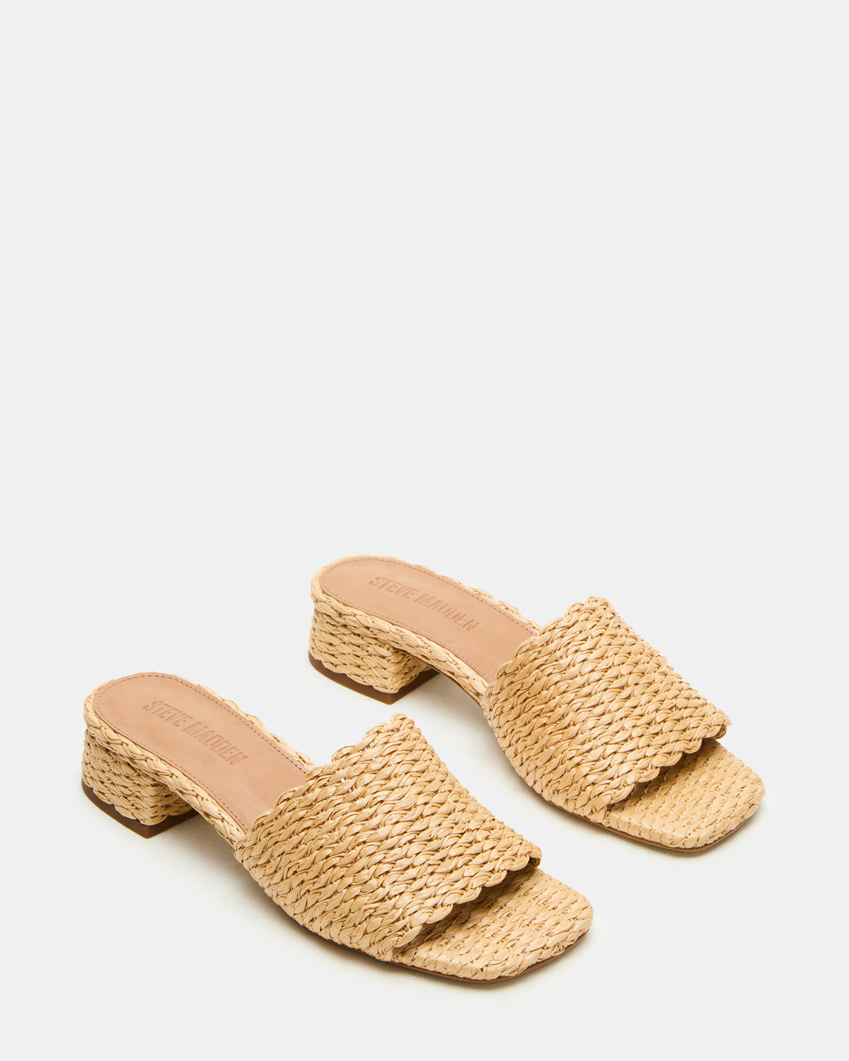 MONTGOMERY Raffia Square-Toe Slide Mule Women's Sandal Steve Madden RAFFIA