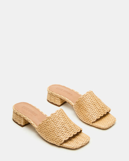 MONTGOMERY Raffia Square-Toe Slide Mule Women's Sandal Steve Madden RAFFIA