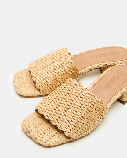 MONTGOMERY Raffia Square-Toe Slide Mule Women's Sandal Steve Madden RAFFIA