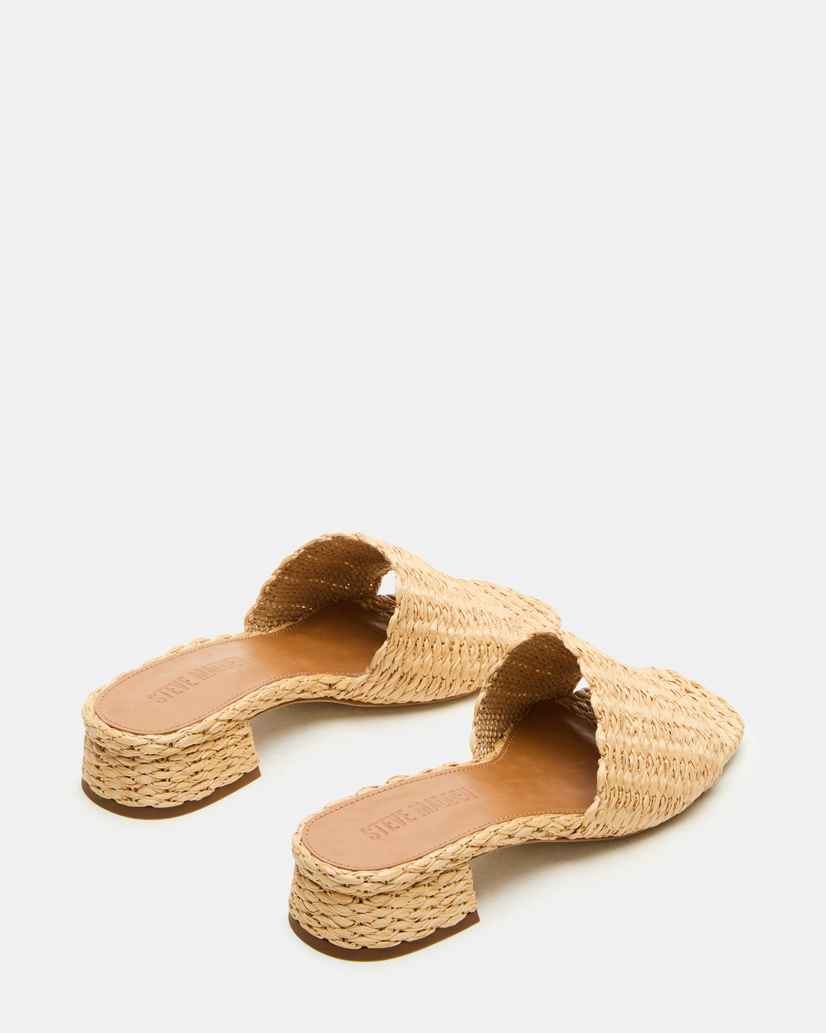 MONTGOMERY Raffia Square-Toe Slide Mule Women's Sandal Steve Madden RAFFIA