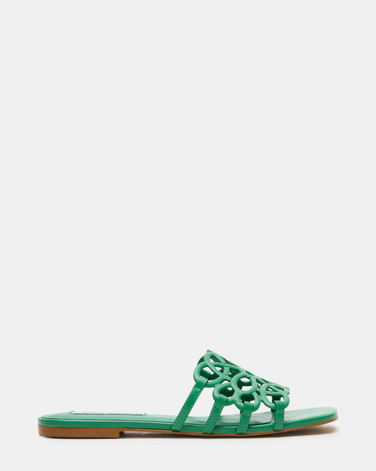 LOTUS Green Leather Square-Toe Slide Women's Sandal
