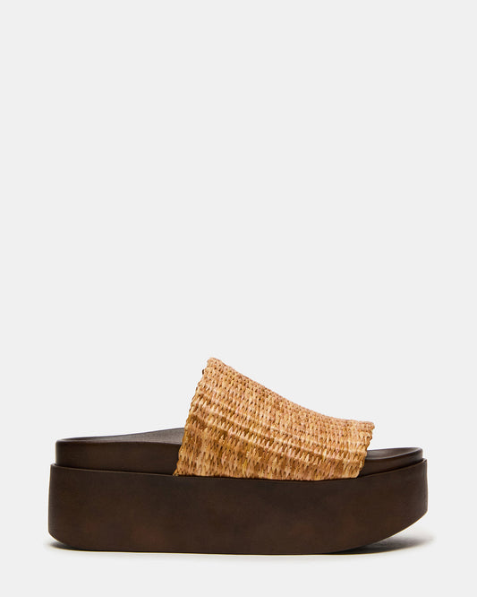 ARWEN Natural Raffia Platform Footbed Slide Chunky Women's Sandal Steve Madden NATURAL RAFFIA