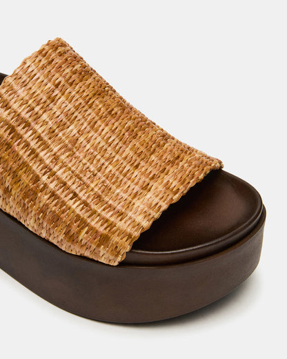 ARWEN Natural Raffia Platform Footbed Slide Chunky Women's Sandal Steve Madden NATURAL RAFFIA