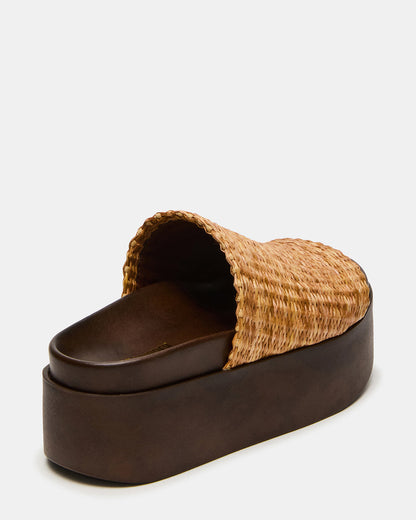 ARWEN Natural Raffia Platform Footbed Slide Chunky Women's Sandal Steve Madden NATURAL RAFFIA