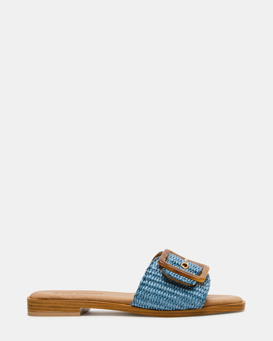 HAPP Blue Square-Toe Raffia Slide Women's Sandal