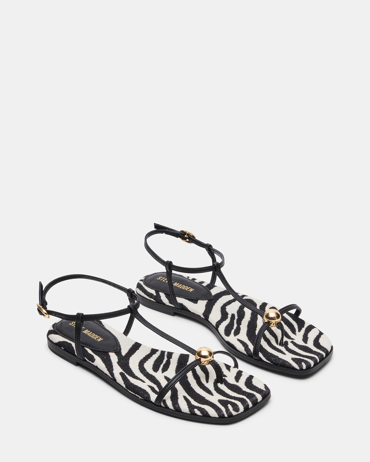 RITZY Zebra Square-Toe Strappy Women's Sandal Steve Madden ZEBRA