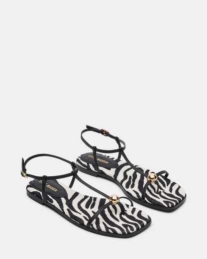 RITZY Zebra Square-Toe Strappy Women's Sandal Steve Madden ZEBRA