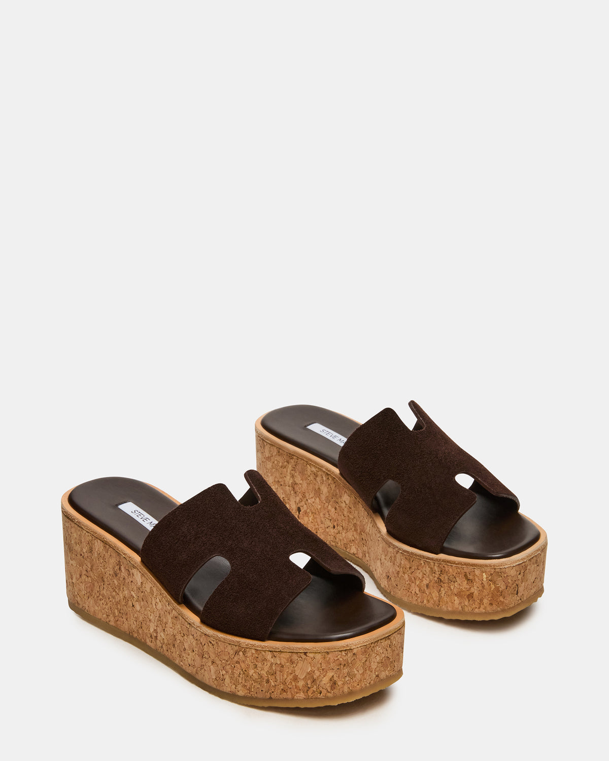 HARMONY Brown Suede Wedge Mule Cork Platform Women's Sandal Steve Madden BROWN SUEDE
