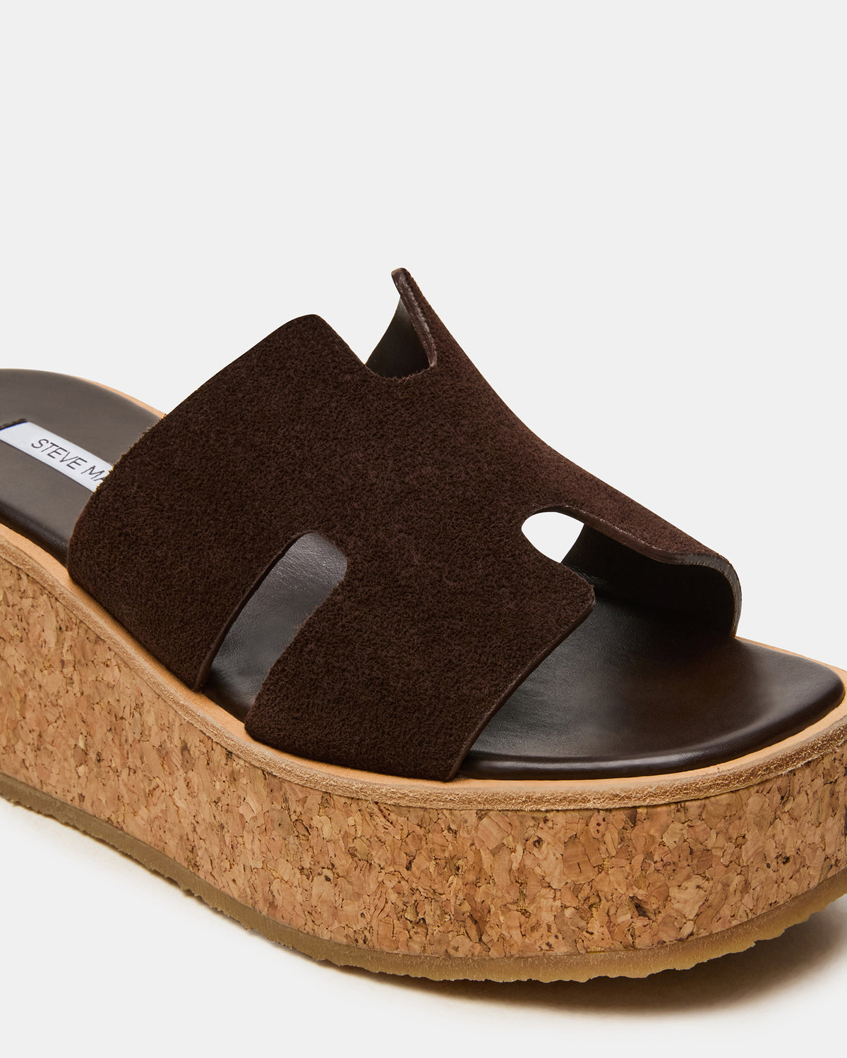 HARMONY Brown Suede Wedge Mule Cork Platform Women's Sandal Steve Madden BROWN SUEDE