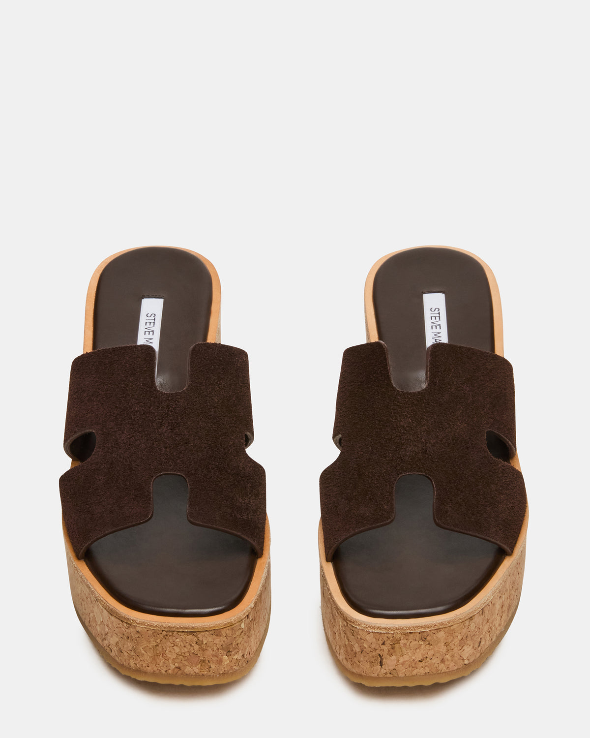 HARMONY Brown Suede Wedge Mule Cork Platform Women's Sandal Steve Madden BROWN SUEDE