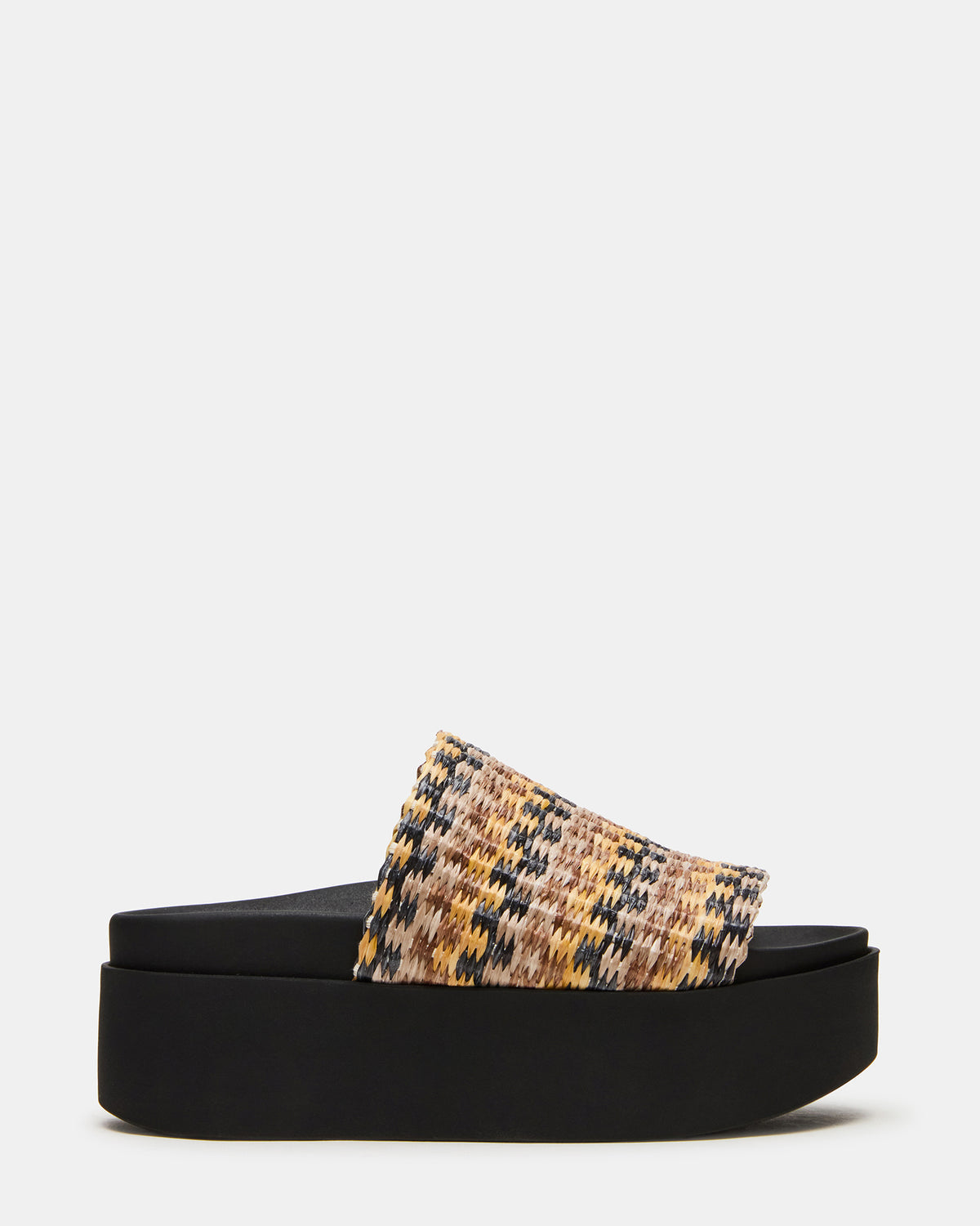 ARWEN Multi Raffia Platform Footbed Slide Chunky Women's Sandal Steve Madden MULTI RAFFIA