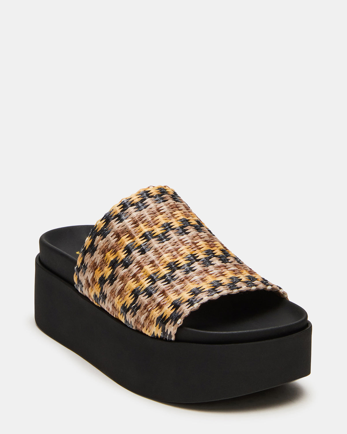 ARWEN Multi Raffia Platform Footbed Slide Chunky Women's Sandal Steve Madden MULTI RAFFIA