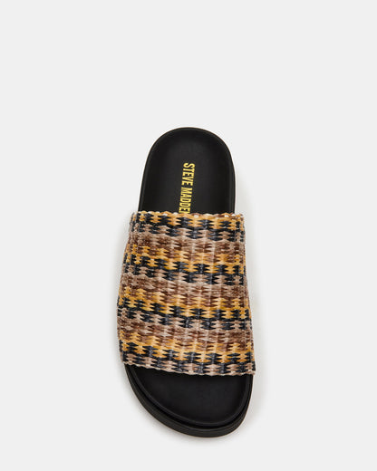 ARWEN Multi Raffia Platform Footbed Slide Chunky Women's Sandal Steve Madden MULTI RAFFIA