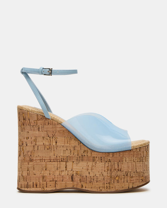 SINAI Light Blue Square-Toe Platform Wedge Strappy Women's Sandal Steve Madden LIGHT BLUE