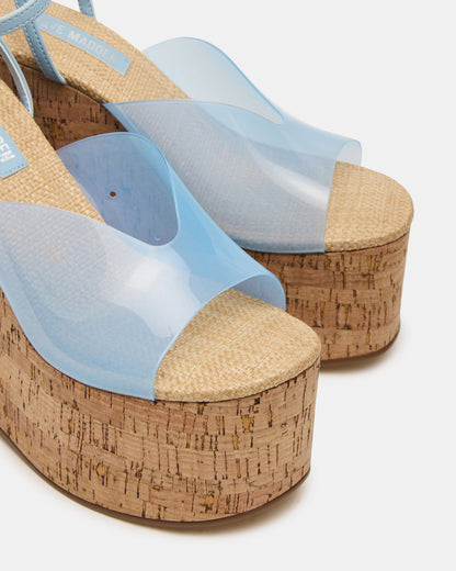 SINAI Light Blue Square-Toe Platform Wedge Strappy Women's Sandal Steve Madden LIGHT BLUE