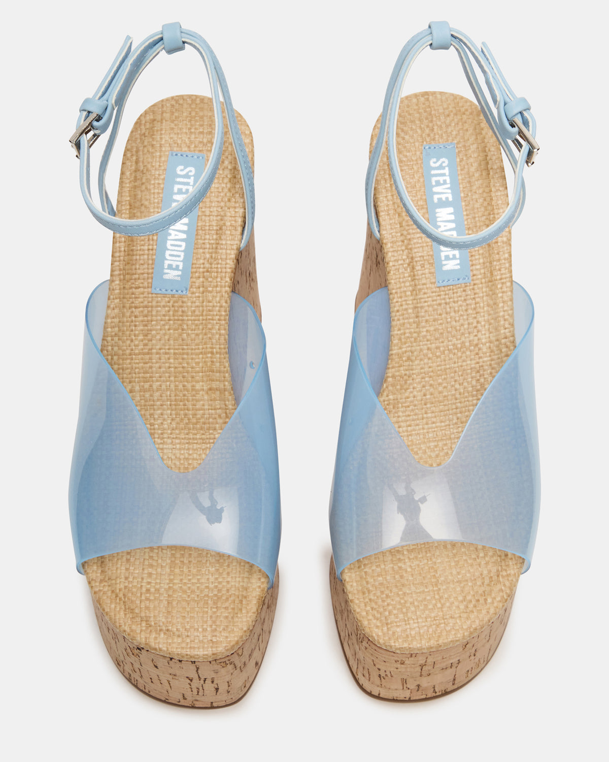 SINAI Light Blue Square-Toe Platform Wedge Strappy Women's Sandal Steve Madden LIGHT BLUE