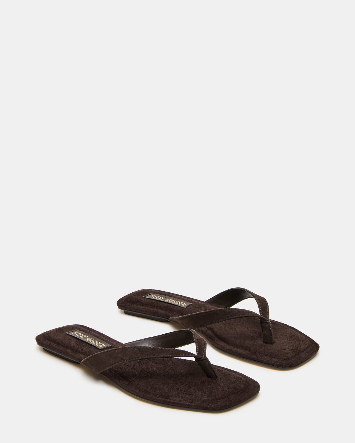 TRELLA Brown Suede Square-Toe Thong Women's Sandal Steve Madden BROWN SUEDE