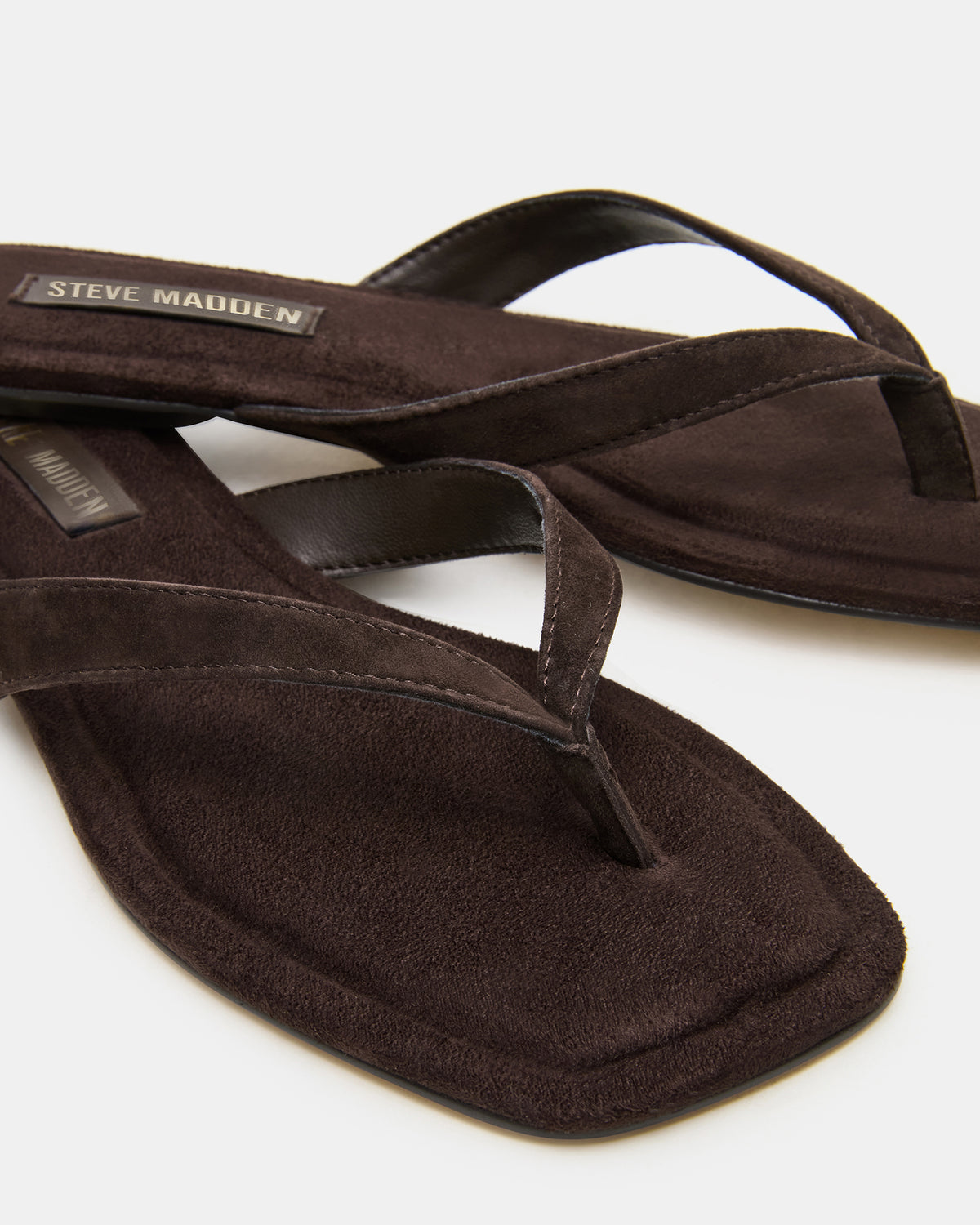 TRELLA Brown Suede Square-Toe Thong Women's Sandal Steve Madden BROWN SUEDE