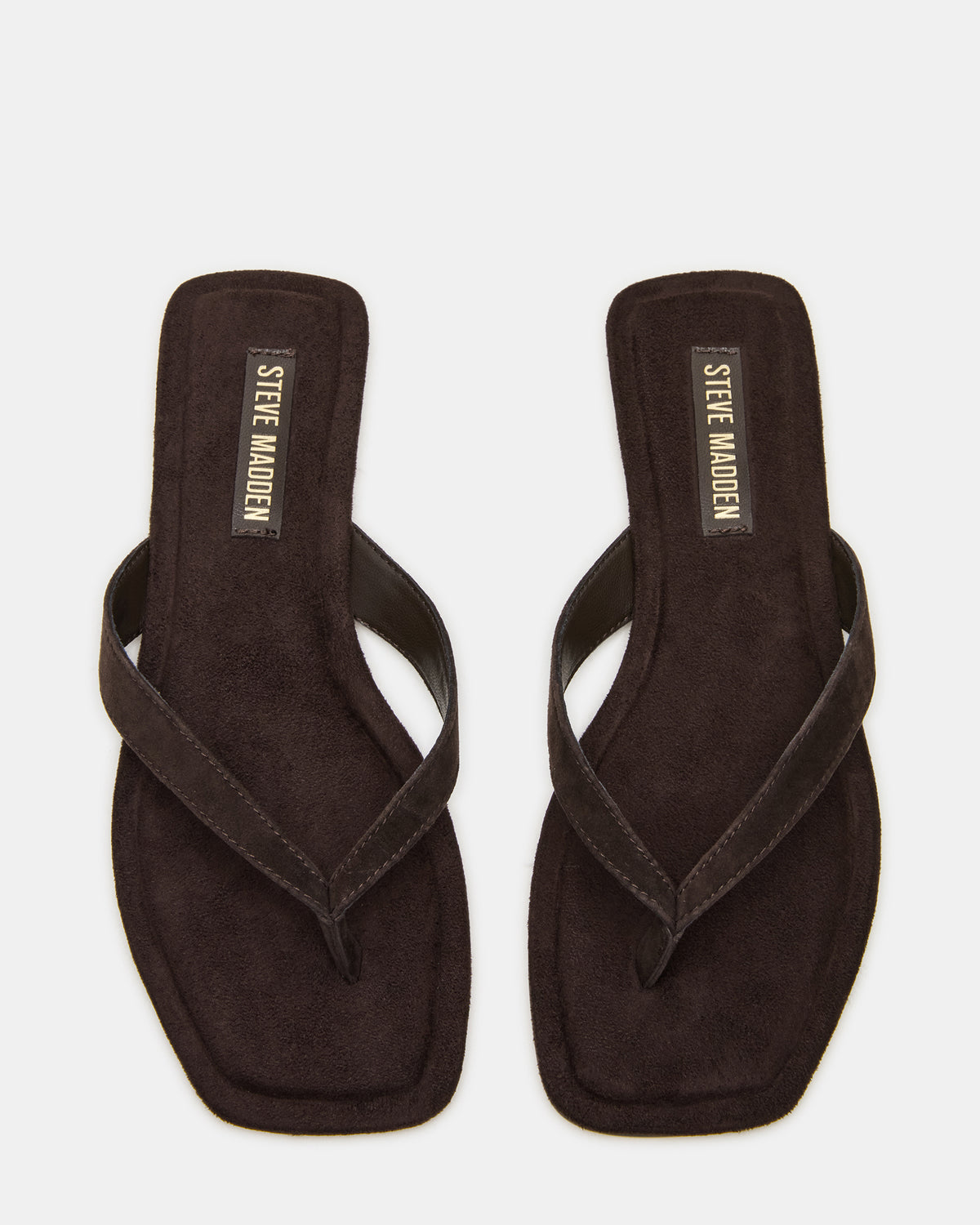 TRELLA Brown Suede Square-Toe Thong Women's Sandal Steve Madden BROWN SUEDE