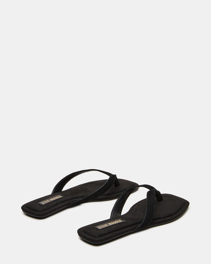 TRELLA Black Suede Square-Toe Thong Women's Sandal Steve Madden BLACK SUEDE