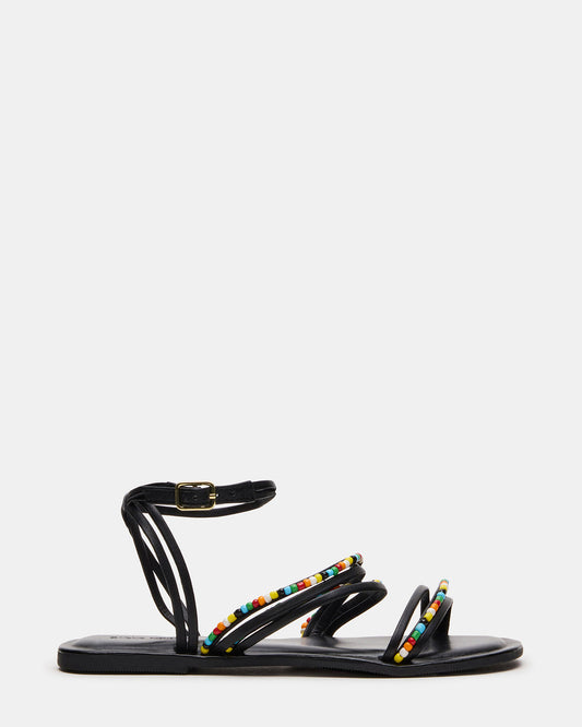 VIMA Black Multi Strappy Multi-Colored Women's Sandal