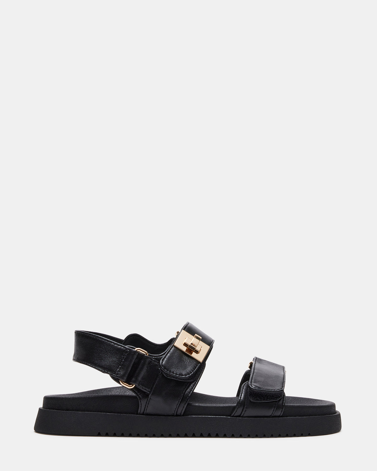 MONA Black Leather Flatform Women's Sandal Steve Madden BLACK LEATHER