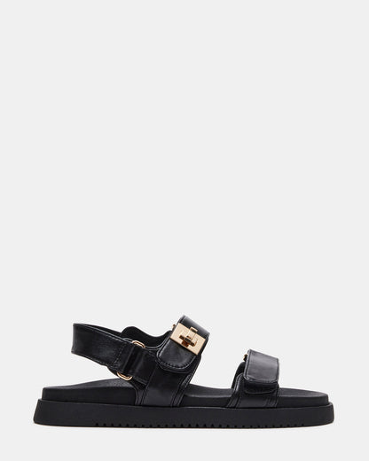 MONA Black Leather Flatform Women's Sandal Steve Madden BLACK LEATHER