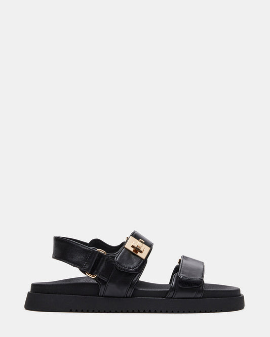 MONA Black Leather Flatform Women's Sandal Steve Madden BLACK LEATHER