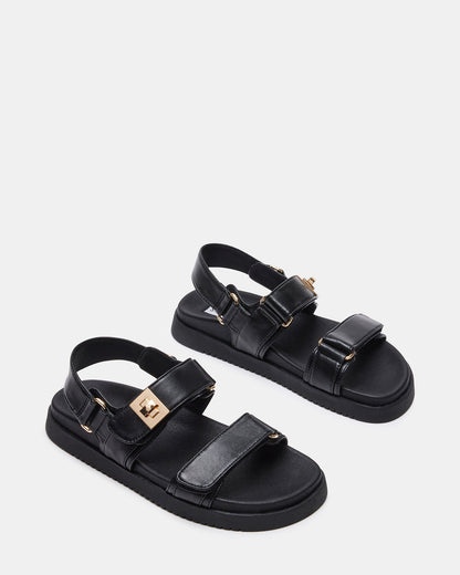 MONA Black Leather Flatform Women's Sandal Steve Madden BLACK LEATHER