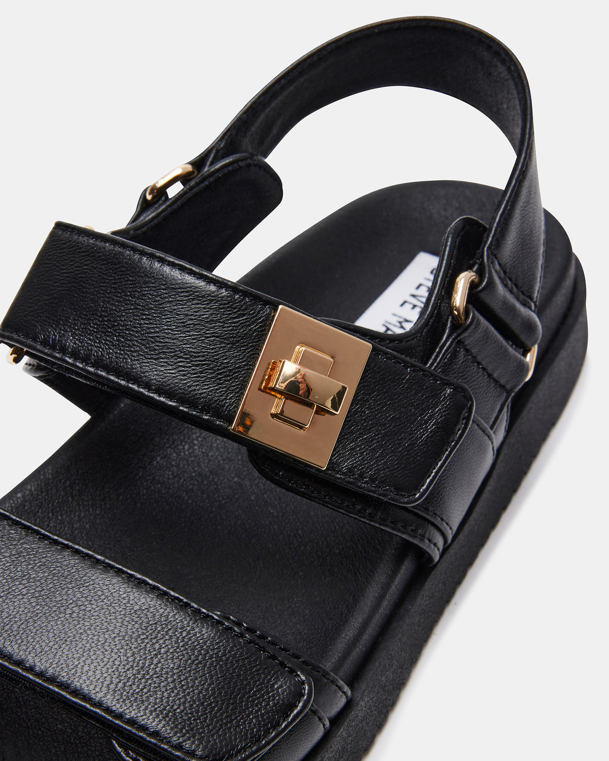 MONA Black Leather Flatform Women's Sandal Steve Madden BLACK LEATHER