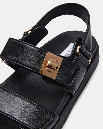 MONA Black Leather Flatform Women's Sandal Steve Madden BLACK LEATHER
