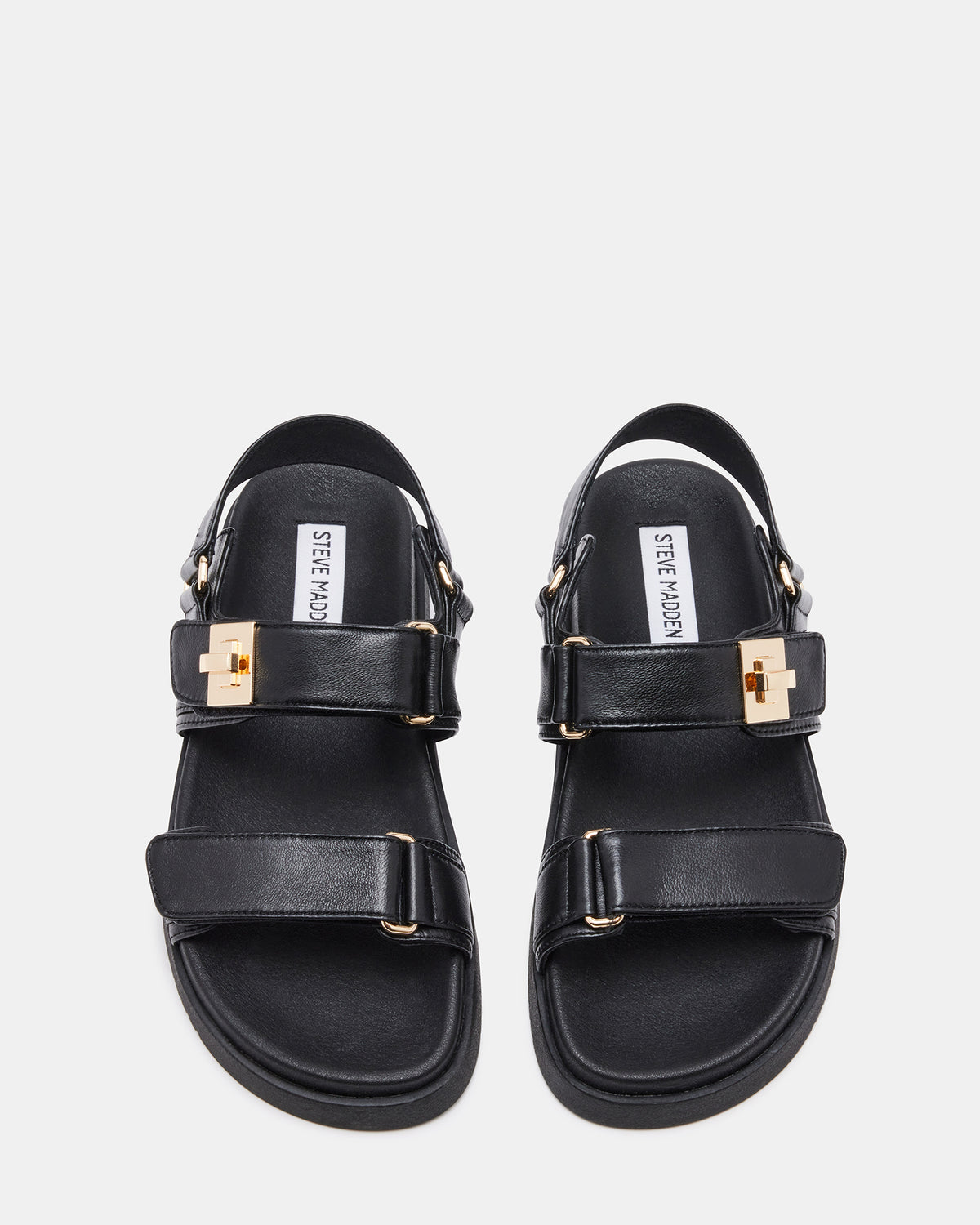 MONA Black Leather Flatform Women's Sandal Steve Madden BLACK LEATHER