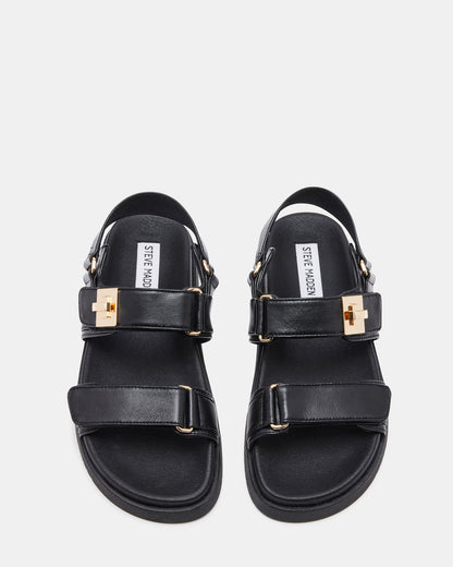 MONA Black Leather Flatform Women's Sandal Steve Madden BLACK LEATHER