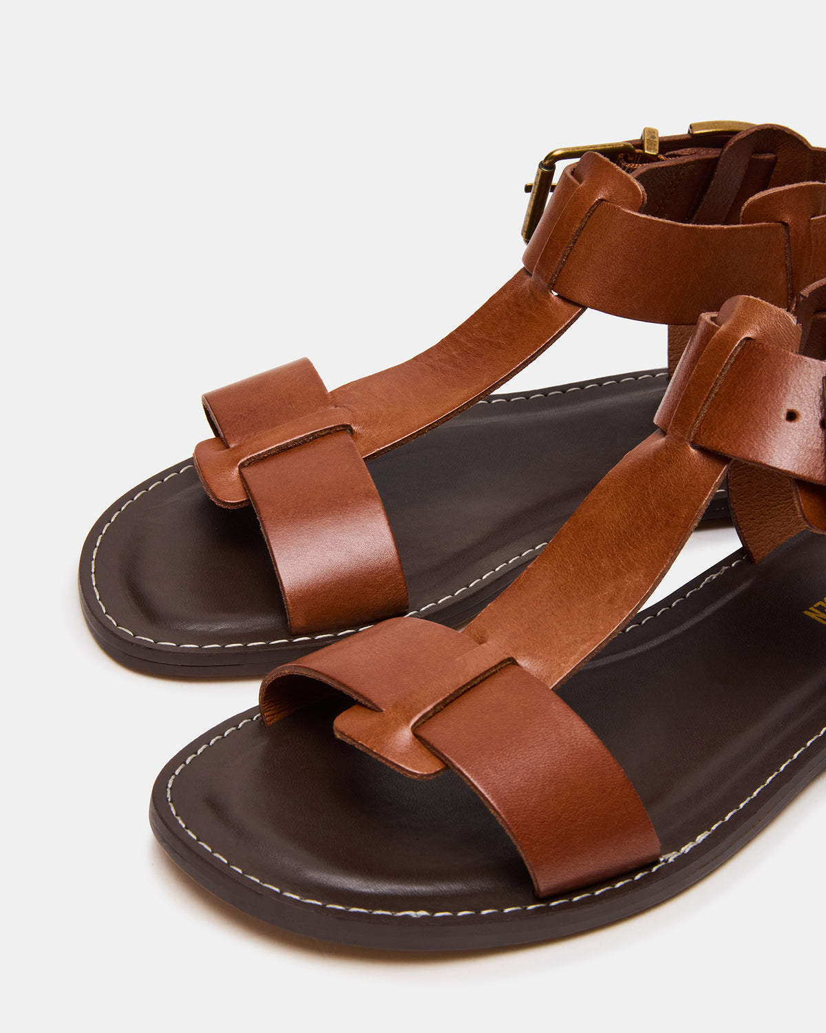 BRAZINN Tan Leather Strappy Flat Sandal Women's Sandal Steve Madden TAN LEATHER